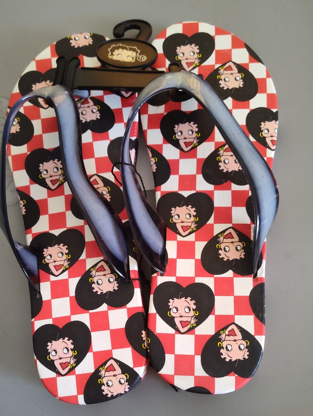 Betty Boop Red, Black & Pink Kids Flip Flop Sandals